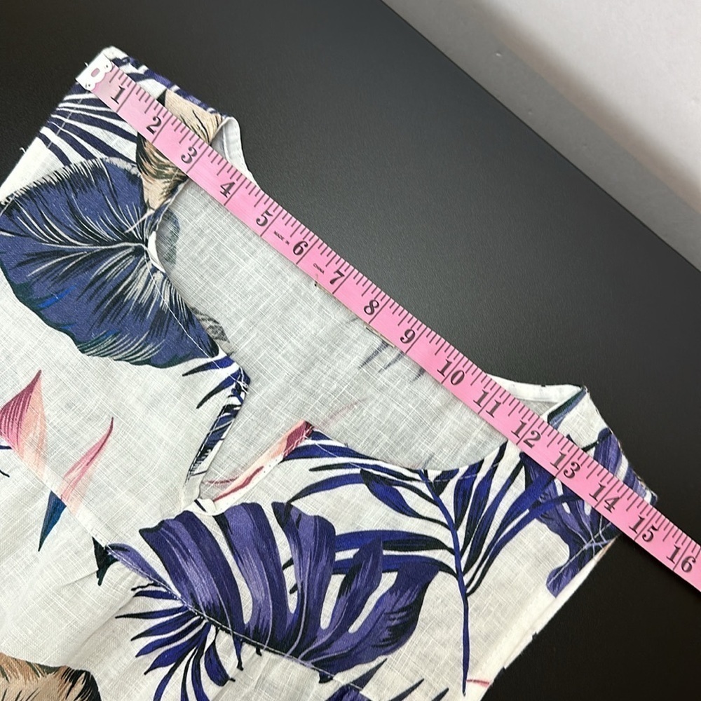 Lungo L’Arno Linen Floral‎ Tropical Print Sleeveless Dress XL Ruffle Hem … - Picture 11 of 12
